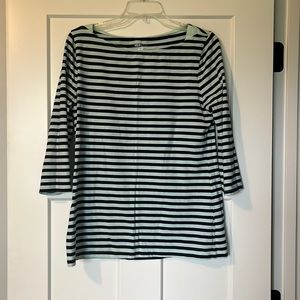 Mint green and navy stripped 3/4 length sleeve shirt